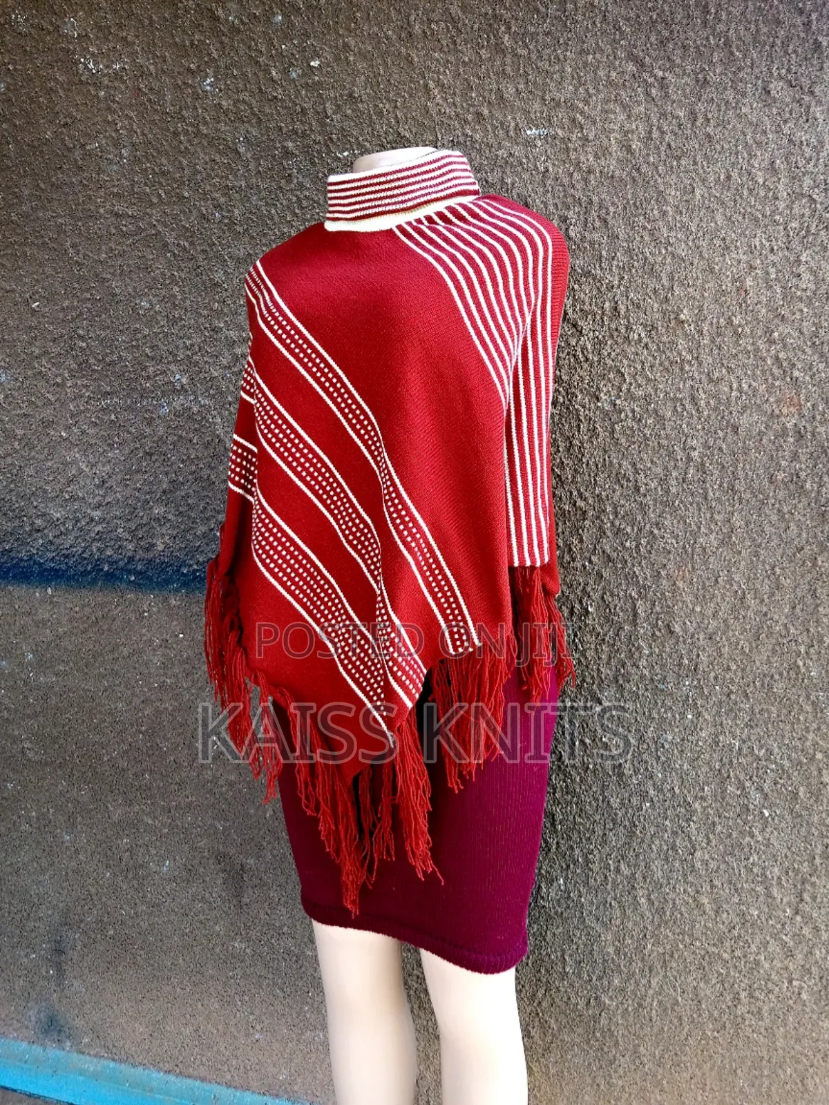 Red Women's Shawl Poncho
