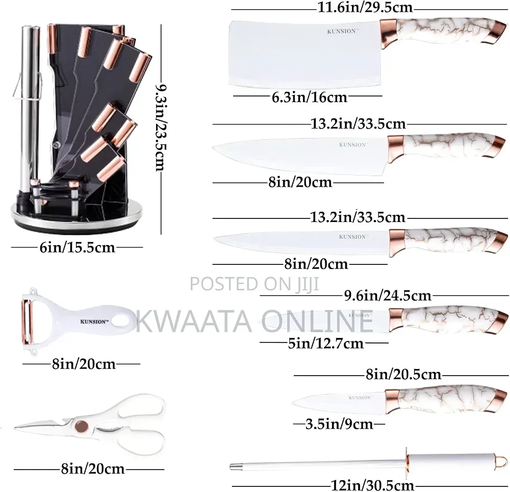 9-PC Kitchen Knife Set, Ultra Sharp Non-Stick Set With Acrylic Stand
