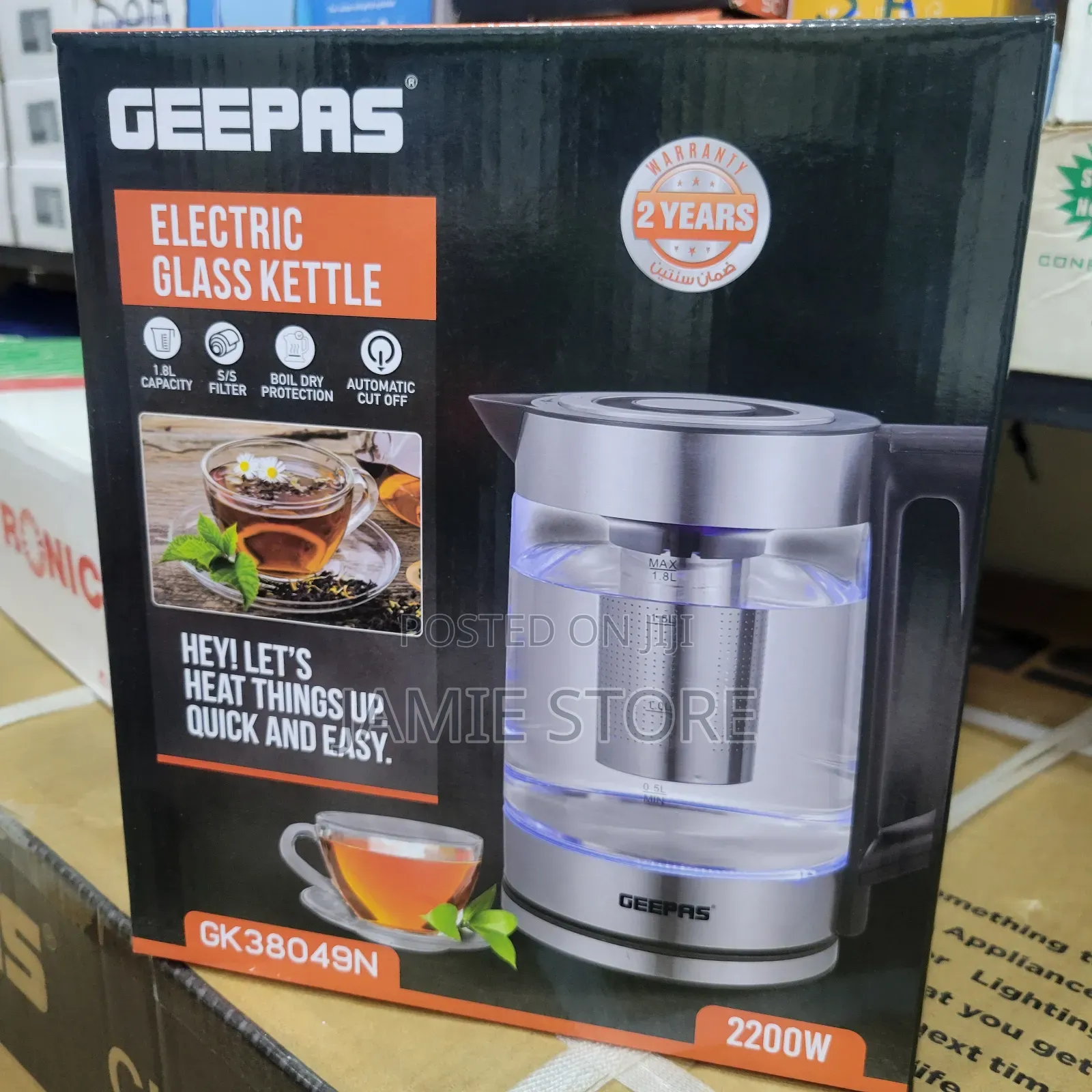 1.8L Geepas Electric Glass Kettle