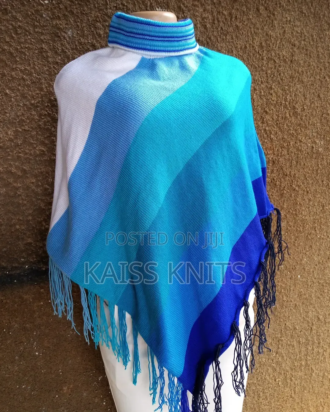 Blue Women's Shawl Poncho