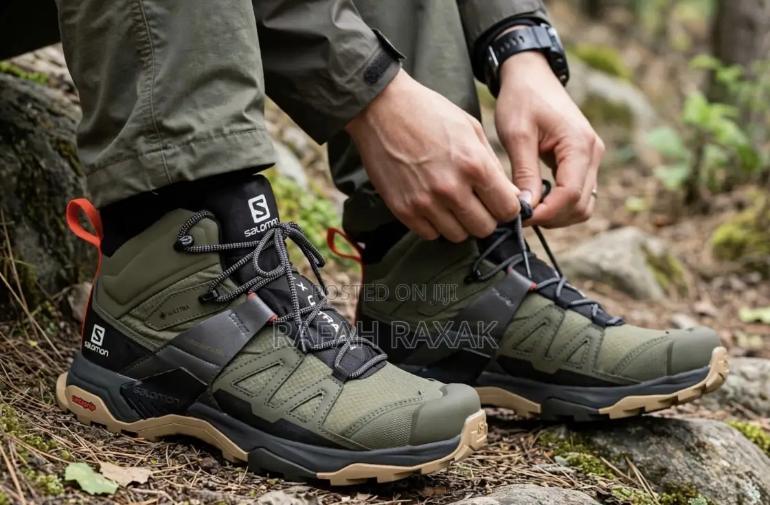 Men’s Olive Green Mesh Salomon X Ultra 4 Mid GTX Trail Hiking Sneakers