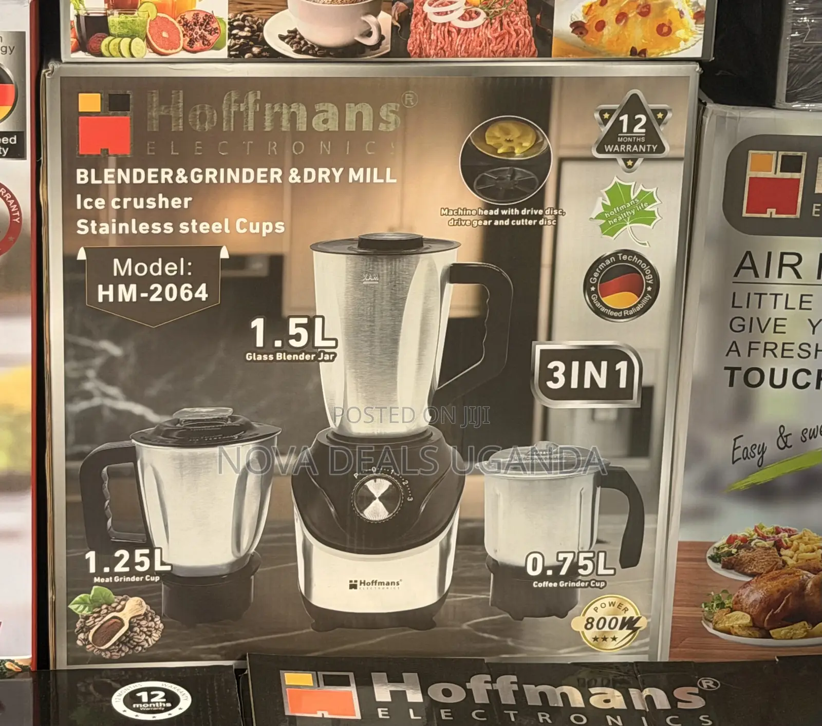 Hoffmans 3-in-1 1.5L Stainless Steel Blender With 1.25L Meat Grinder