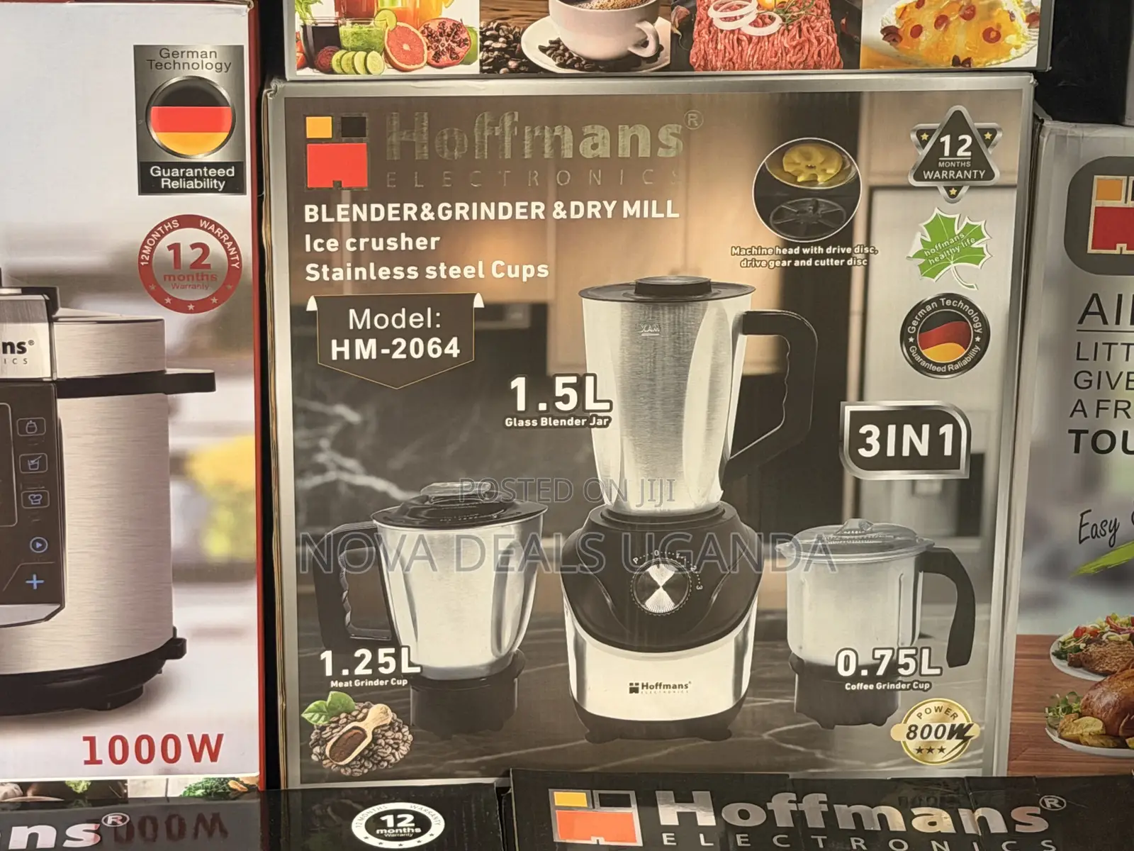 Hoffmans 3-in-1 1.5L Stainless Steel Blender With 1.25L Meat Grinder