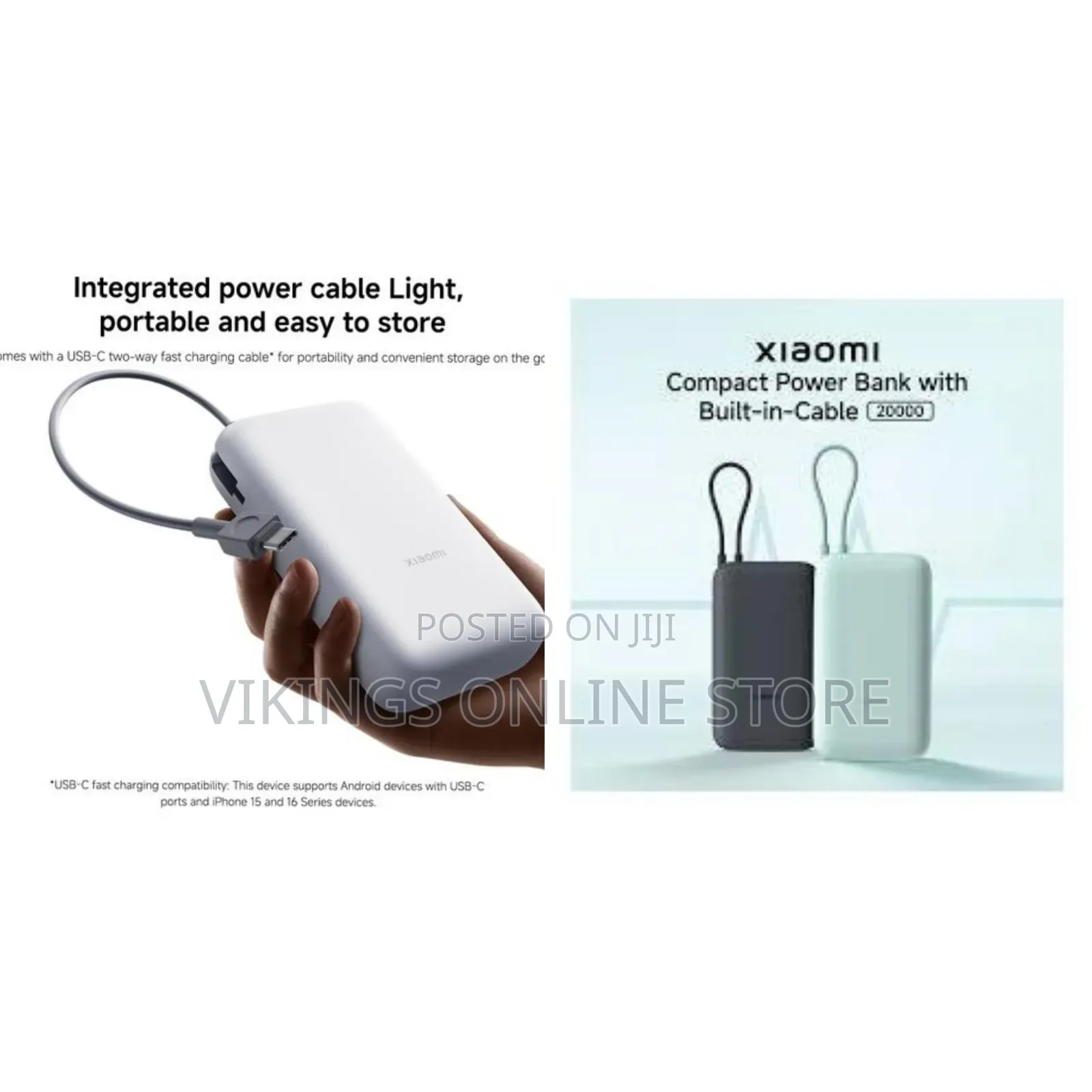 Xiaomi 22.5W Power Bank 20000mAh(Integrated Cable),USB-C Fast Charging