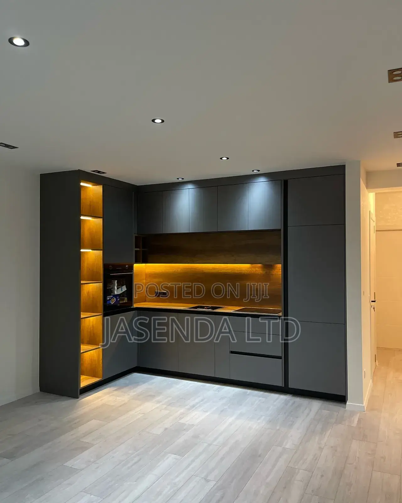 Custom Fitted Kitchen With Fluted Panels and LED Lights