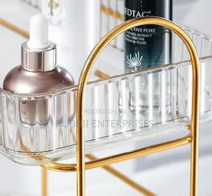 2-Tier Acrylic and Gold Metallic Frame Cosmetics Organizer