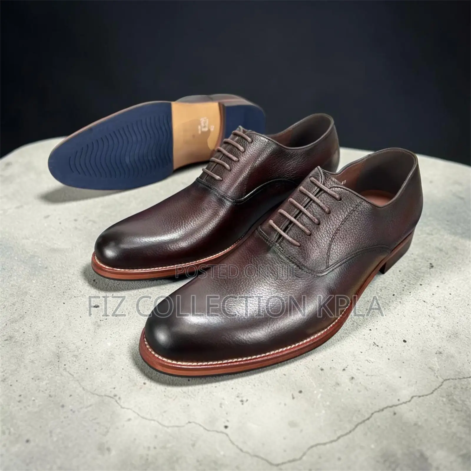 Classic Dark Brown Pebble Grain Oxford Dress Shoes