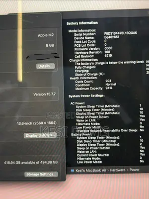 Laptop Apple MacBook Air 8GB Apple M2 SSD 512GB