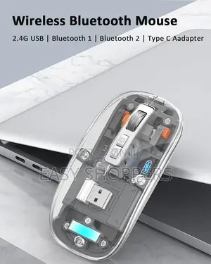 Transparent Wireless Bluetooth Mouse - Rechargeable, Silent Click