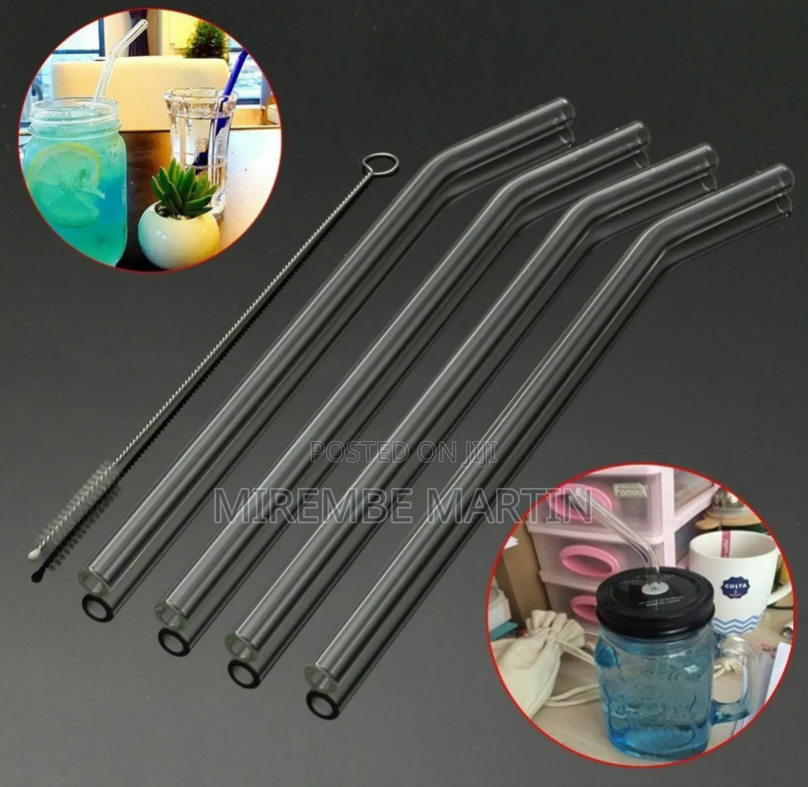 Set of 6 Glass Straws + a Washer