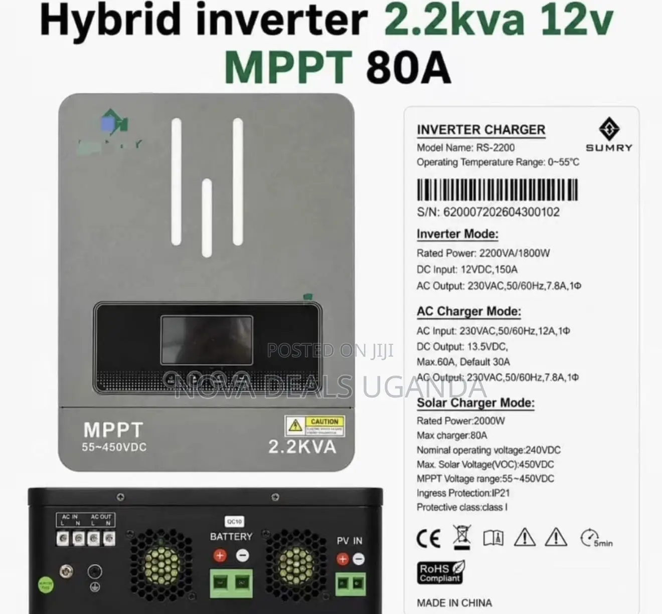 Next Hybrid Inverter 12v Ac230v Output Power MPPT 80a Power 2000w