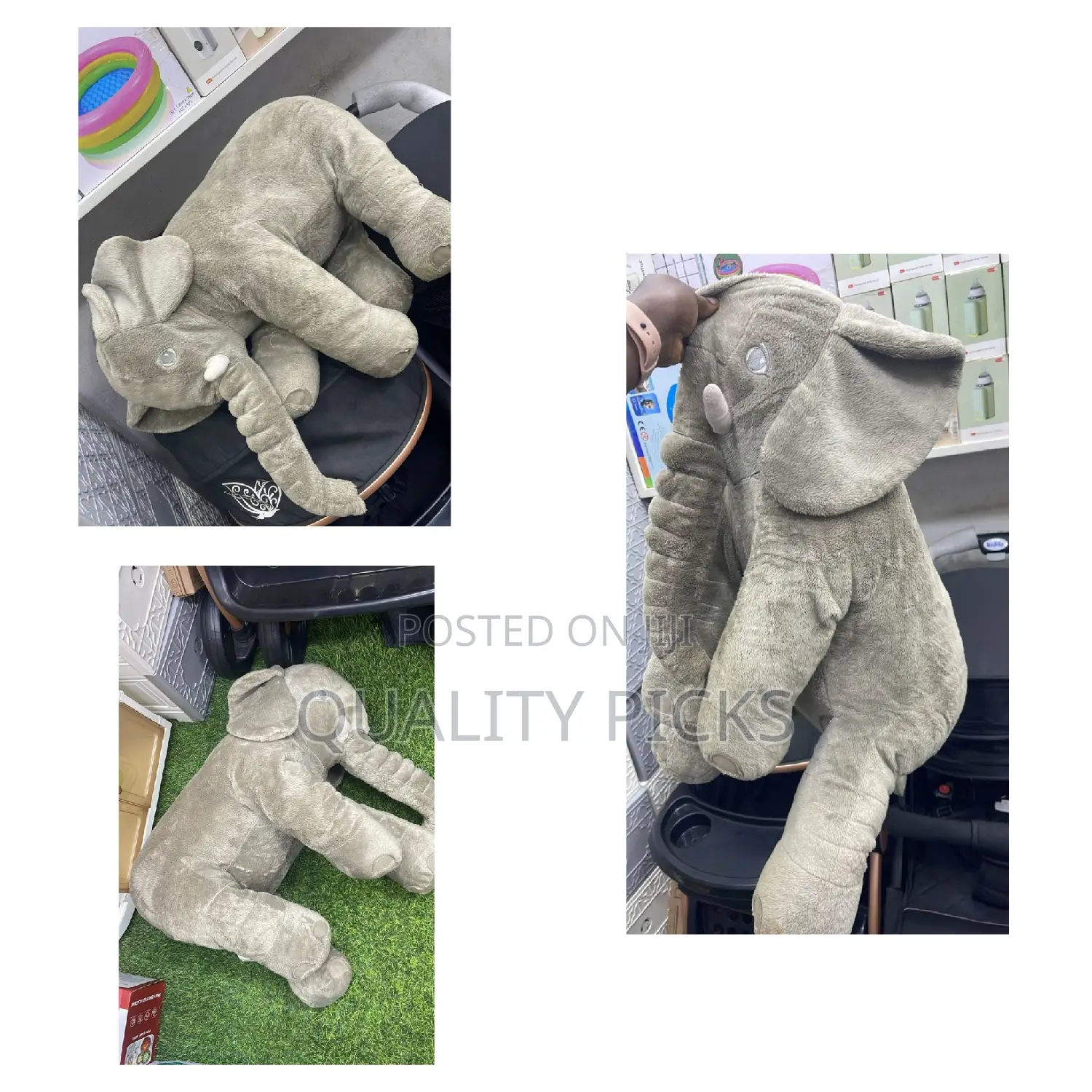 Fibre Filled Stuffed Animal Elephant Baby Pillow With Ball Soft Toy