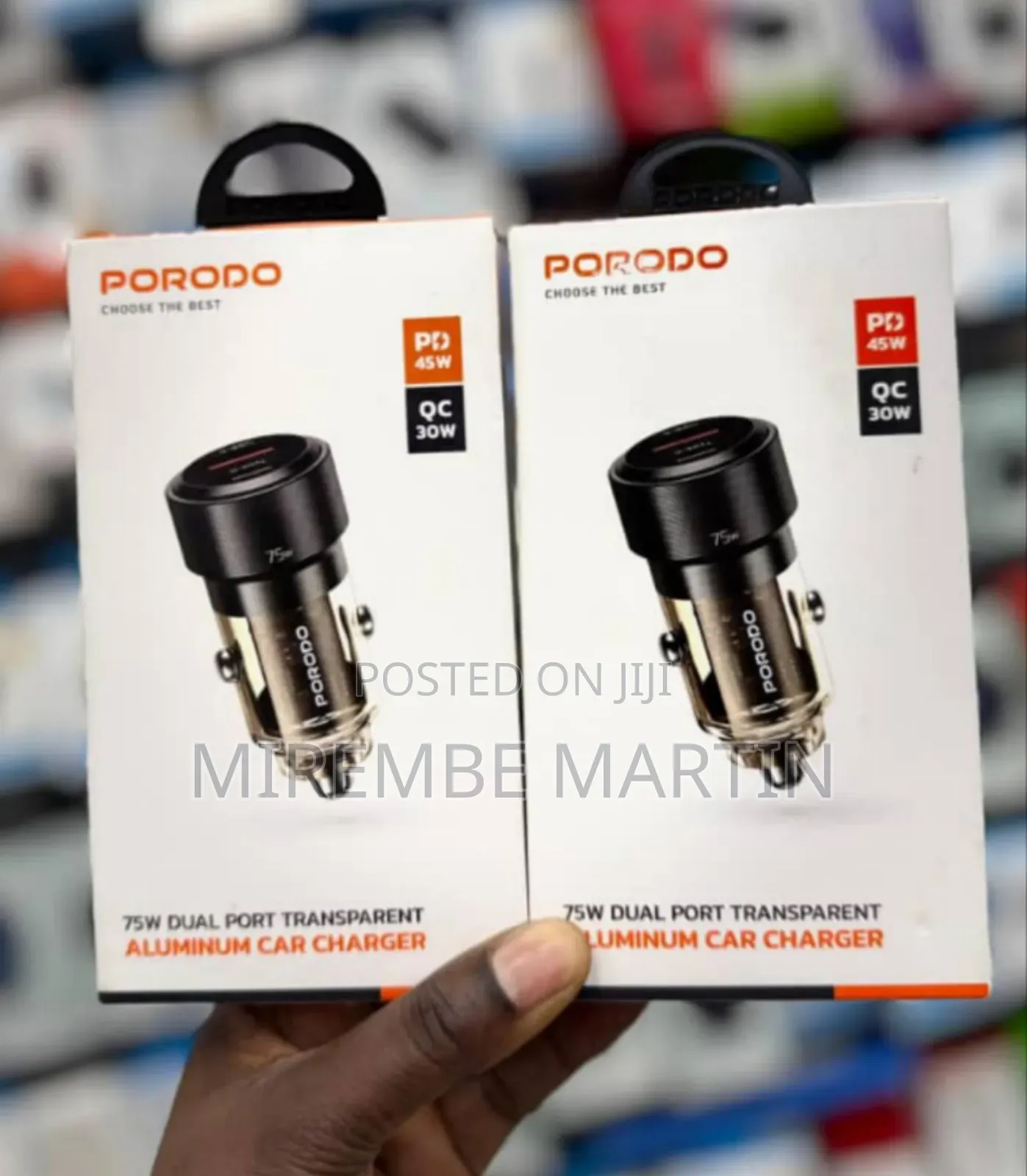 Porodo 75W Dual Port Transparent Aluminum Car Charger