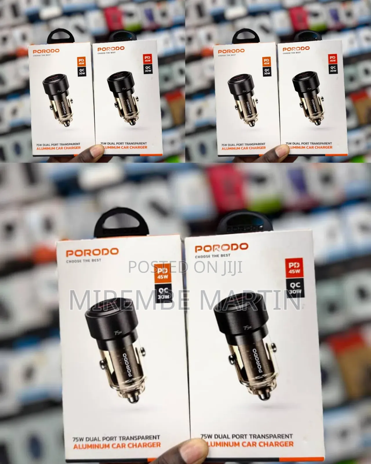 Porodo 75W Dual Port Transparent Aluminum Car Charger