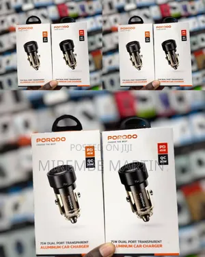 Porodo 75W Dual Port Transparent Aluminum Car Charger