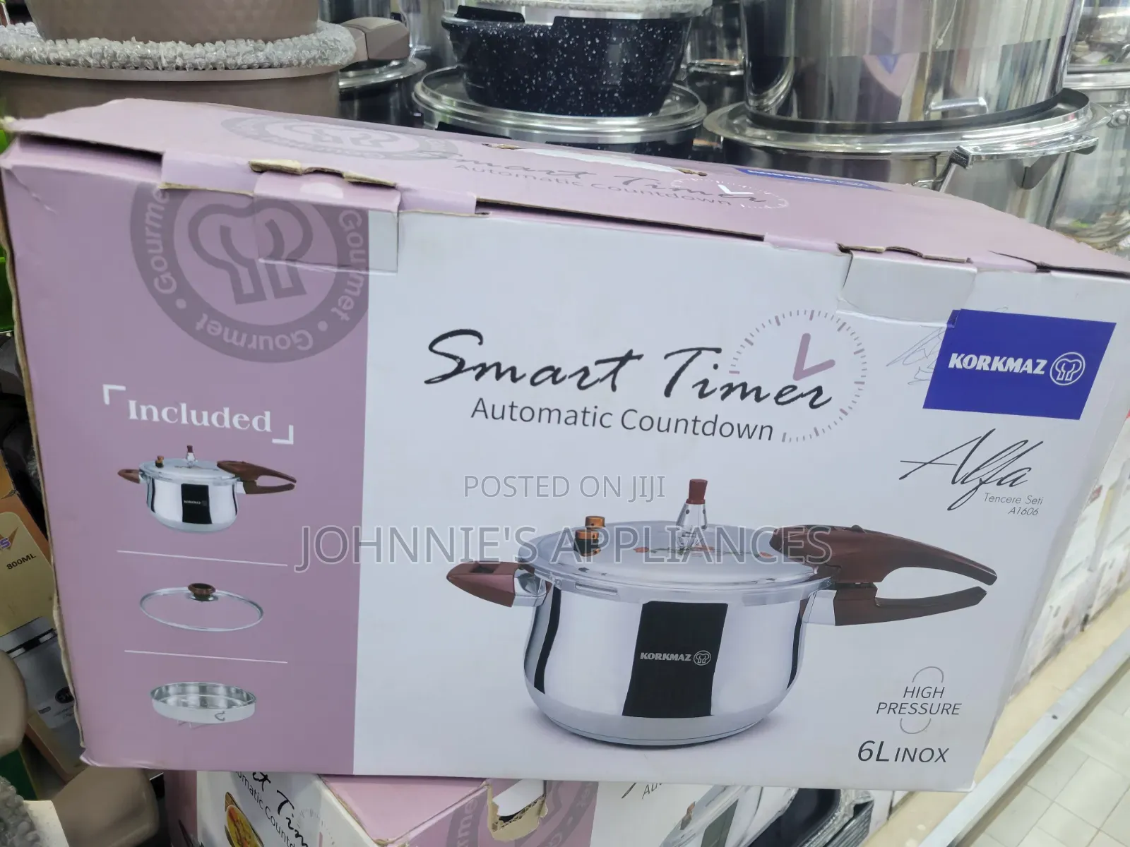 (3in1) 6L Korkmaz Stainless Steel Countdown Pressure Cooker