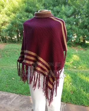 Maroon Women's Shawl Poncho
