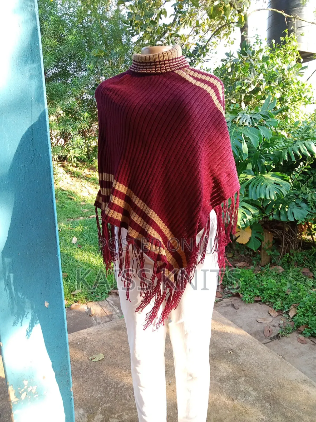Maroon Women's Shawl Poncho