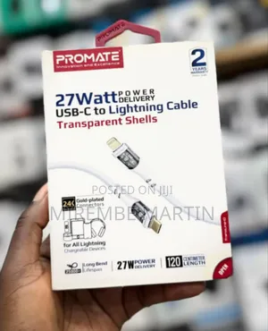 Promate 27W Power Delivery USB-C to Lightning Cable