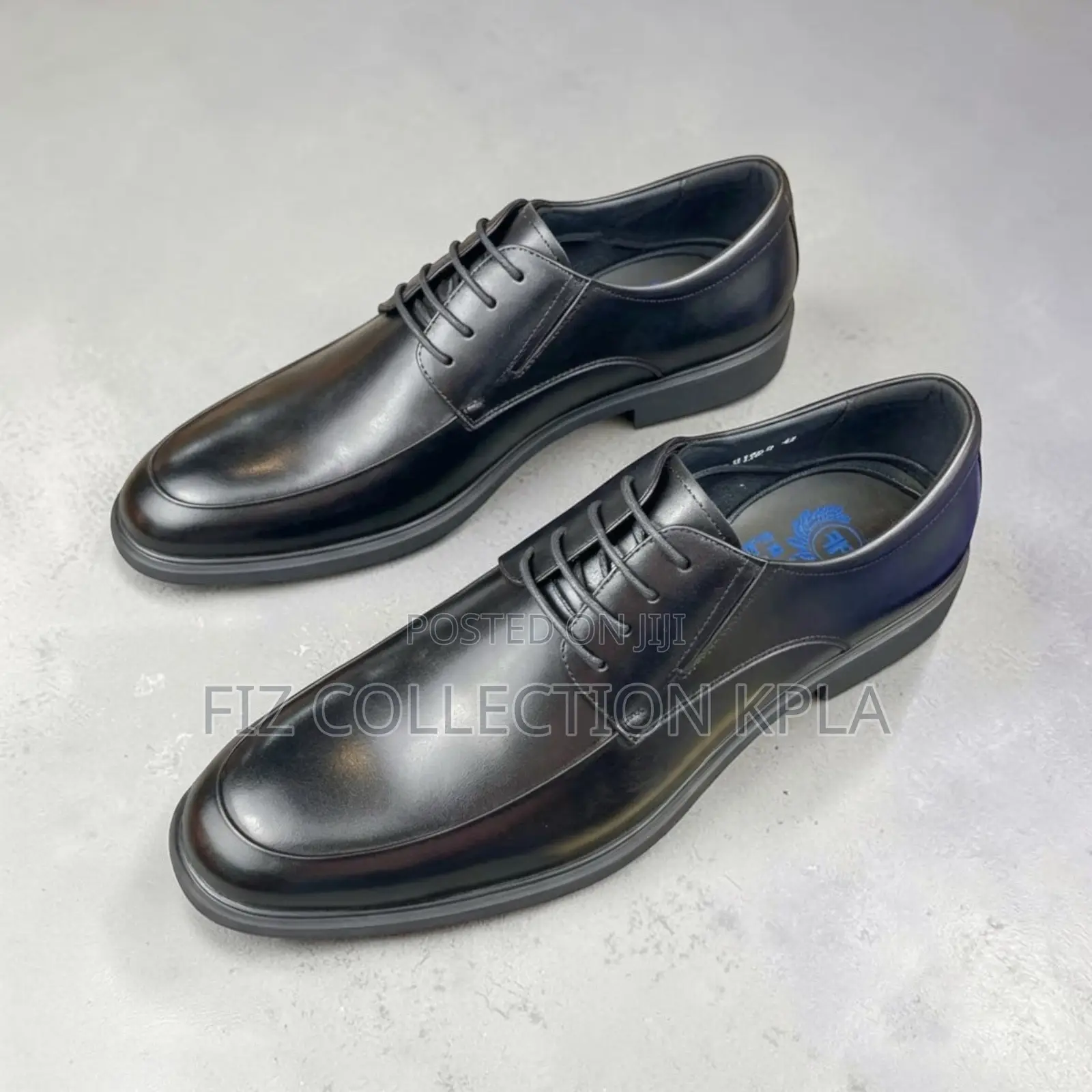 Franco Banetti Black Glossy Leather Derby Shoes – Classic Apron Toe