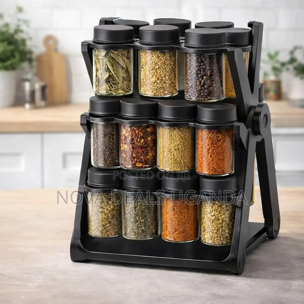 18-Jar Rotating Spice Rack – 360° Revolving Kitchen Organizer