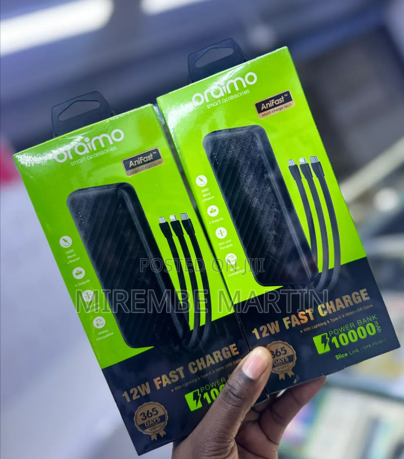Oraimo 12W Fast Charge Power Bank 10,000mah