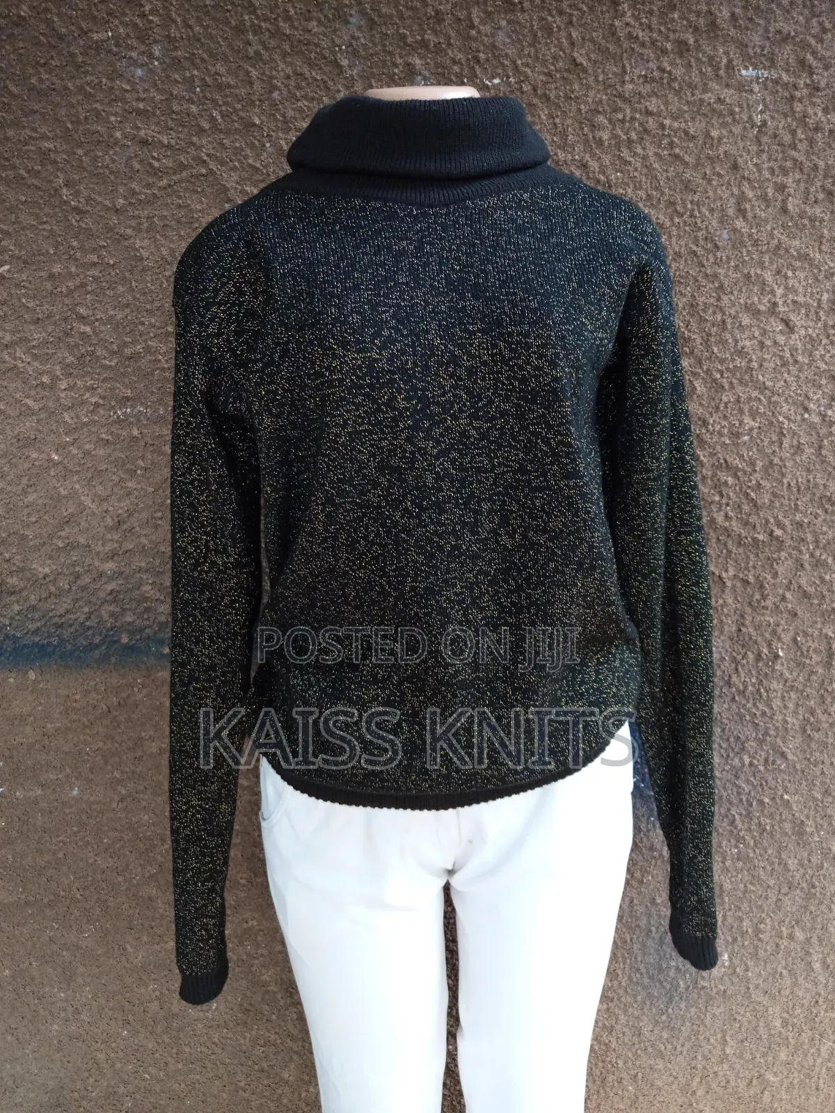 Black Polo Neck Knitted Sweater