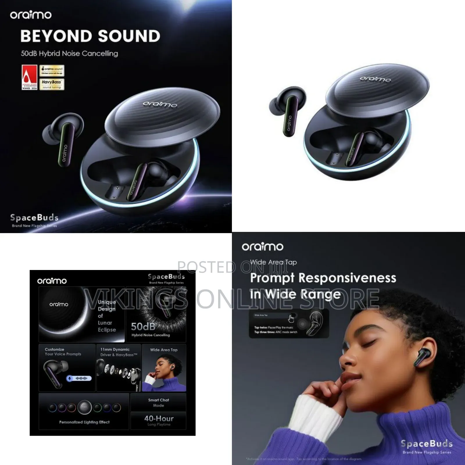 Oraimo OTW 630 SpaceBuds Hybrid ANC TWS True Wireless Earbuds