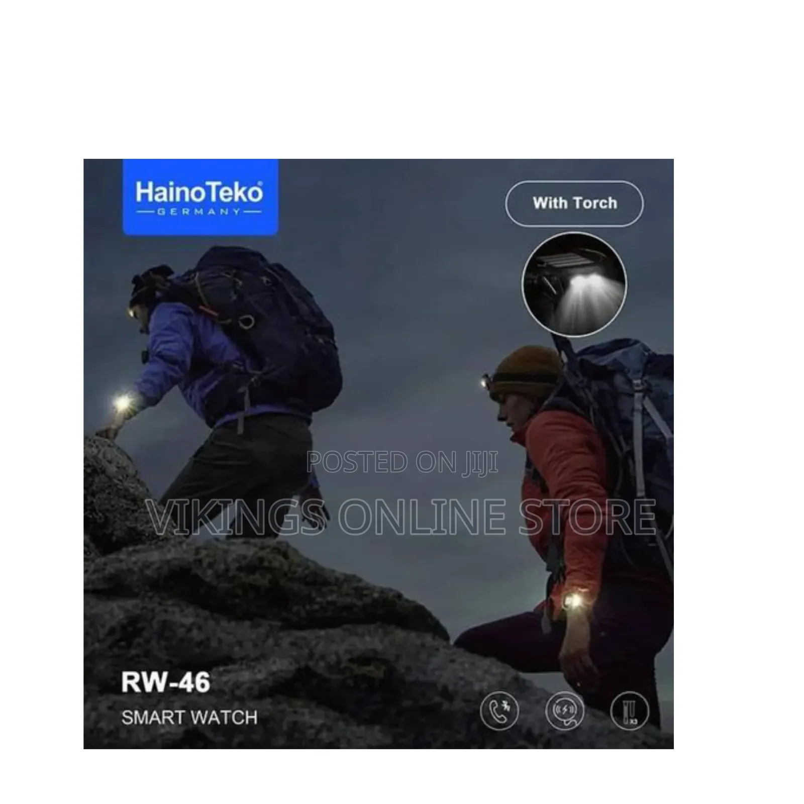 HeinoTeko RW-56 AMOLED Display Smart Watch With Built in Torch 3 Pair