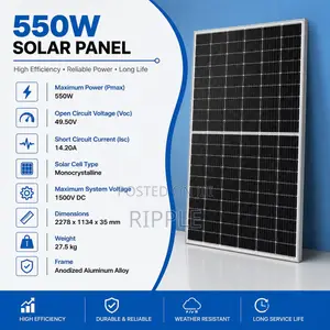 550W Monocrystalline Solar Panel – High Efficiency PV Module