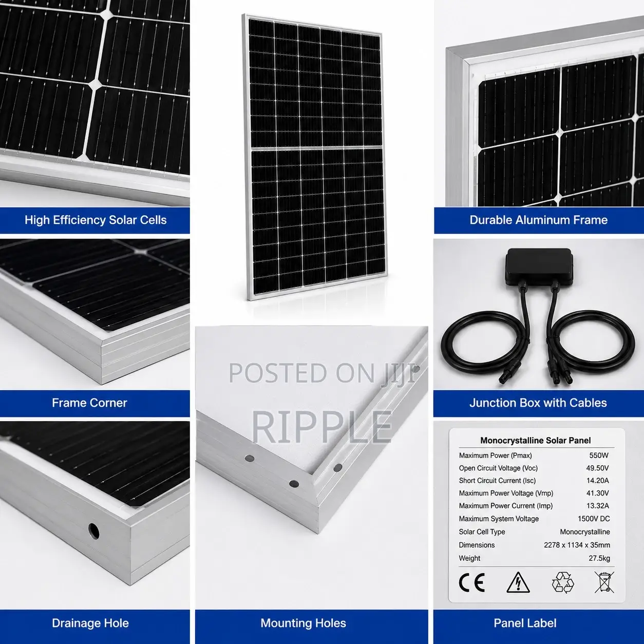 550W Monocrystalline Solar Panel – High Efficiency PV Module