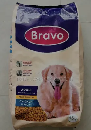 15kg Bag of Bravo Adult Dog Food Featuring Chicken Flavor.