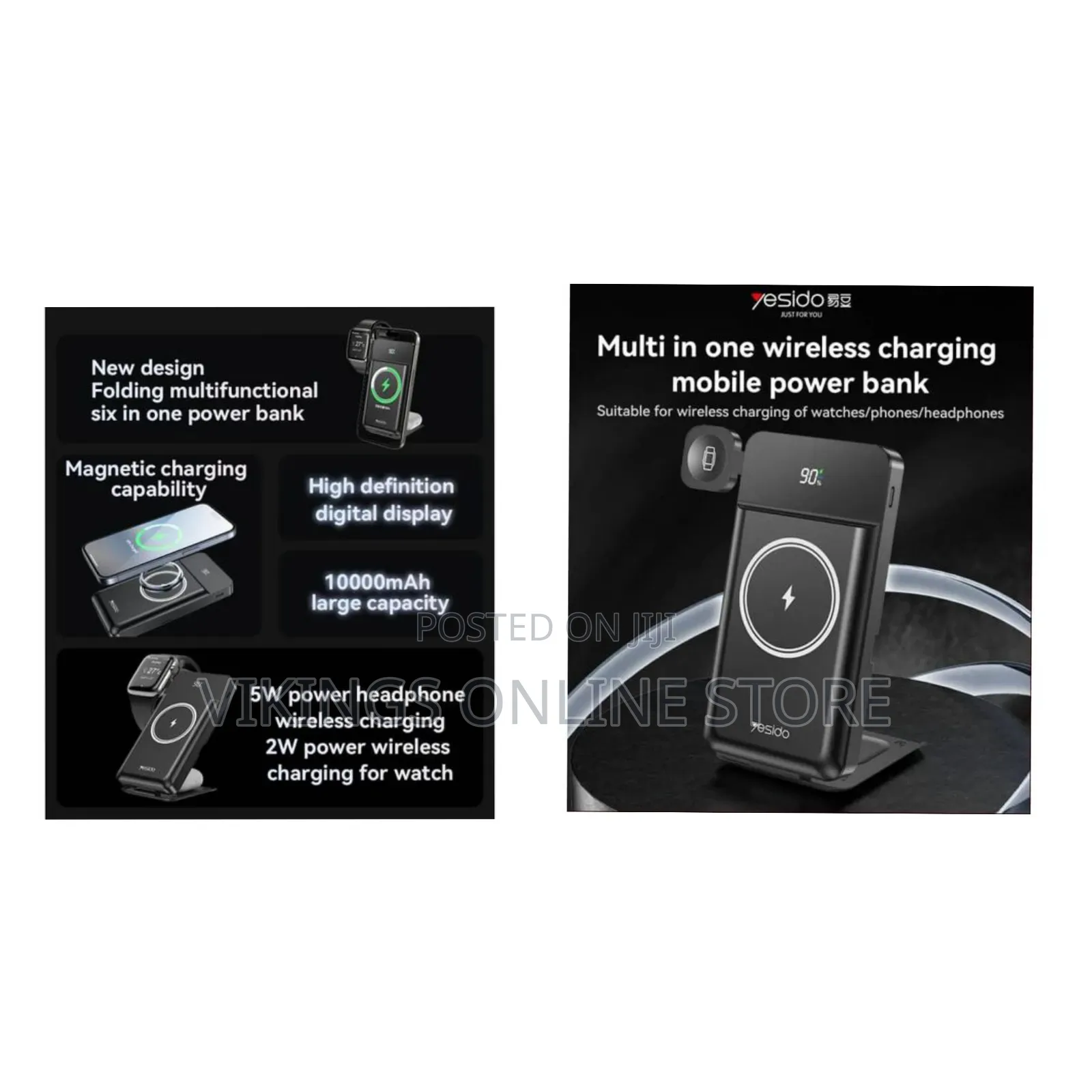 Yesido 3 in 1 YP69 10000mAh Magnetic Charging USB Type-C Multi Functi