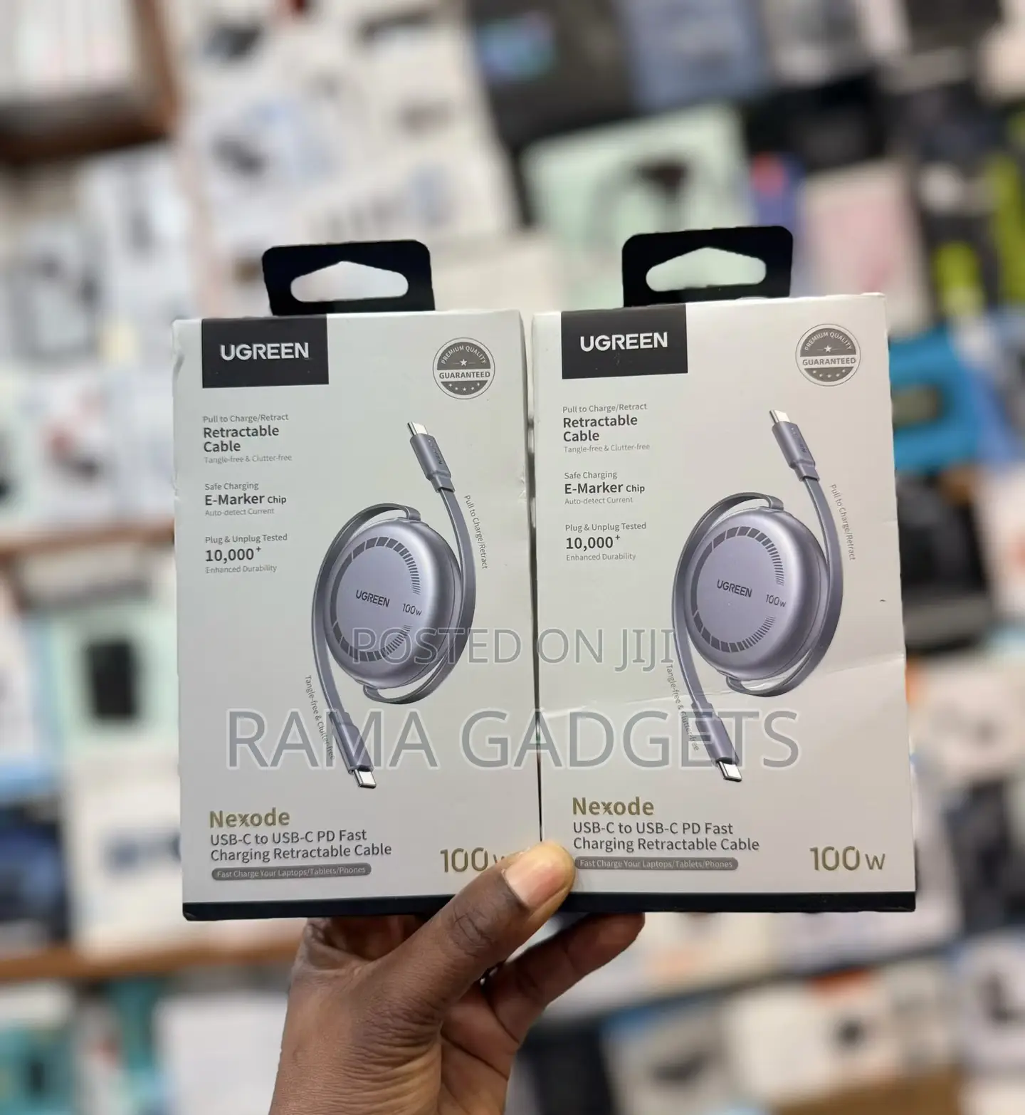 UGREEN Nexode Retractable USB-C to USB-C Cable for 100W Fast Charging.