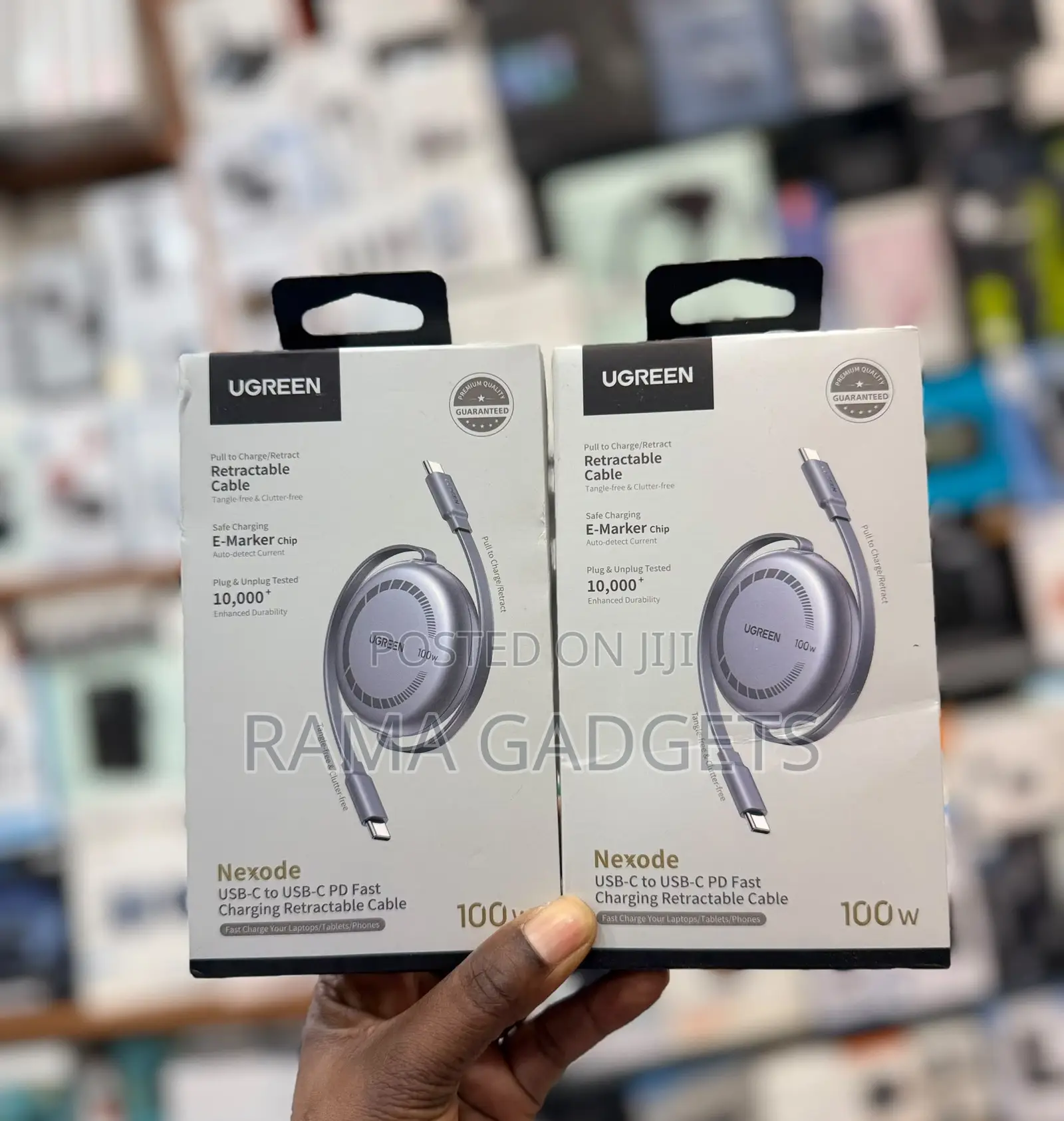 UGREEN Nexode Retractable USB-C to USB-C Cable for 100W Fast Charging.