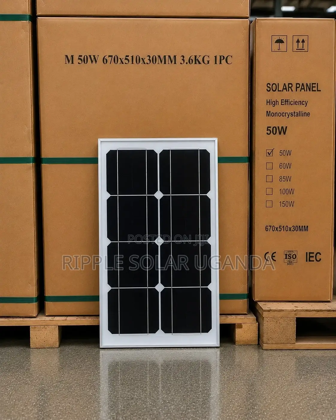 50w Black Solar Panel for Homes, Farms Businesses Kampala