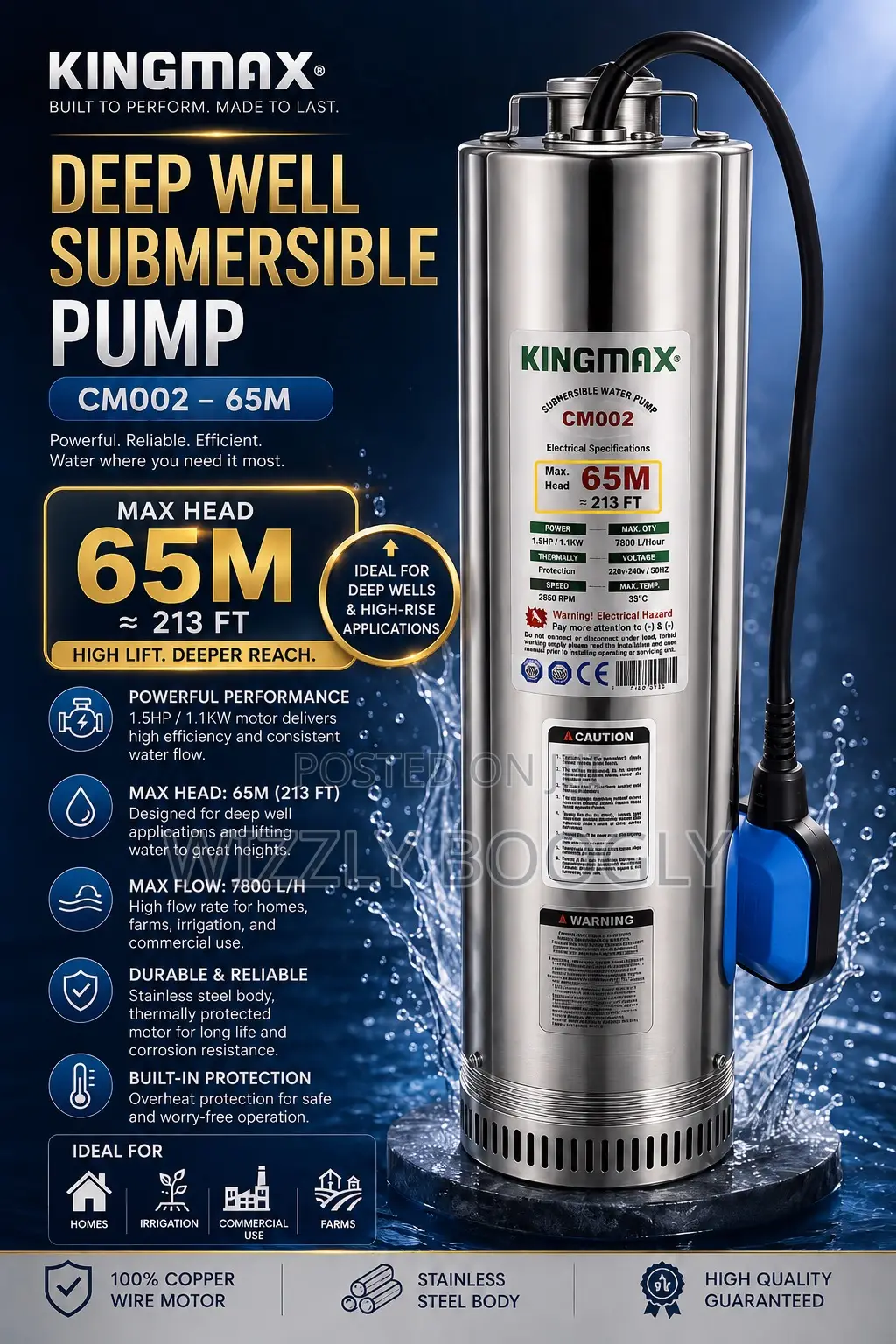 Kingmax Deep Well Submersible Water Pump