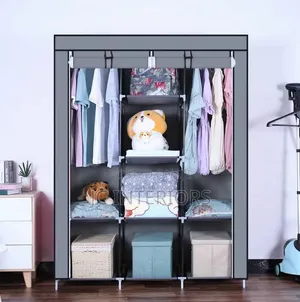 3 Column Metalic Frame Closet With Outer Fabric