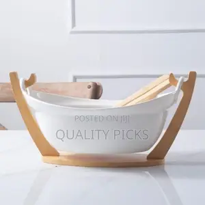 Swinging Ship-Shaped Fruit Basket White Porcelain Drain Fruit Bowl