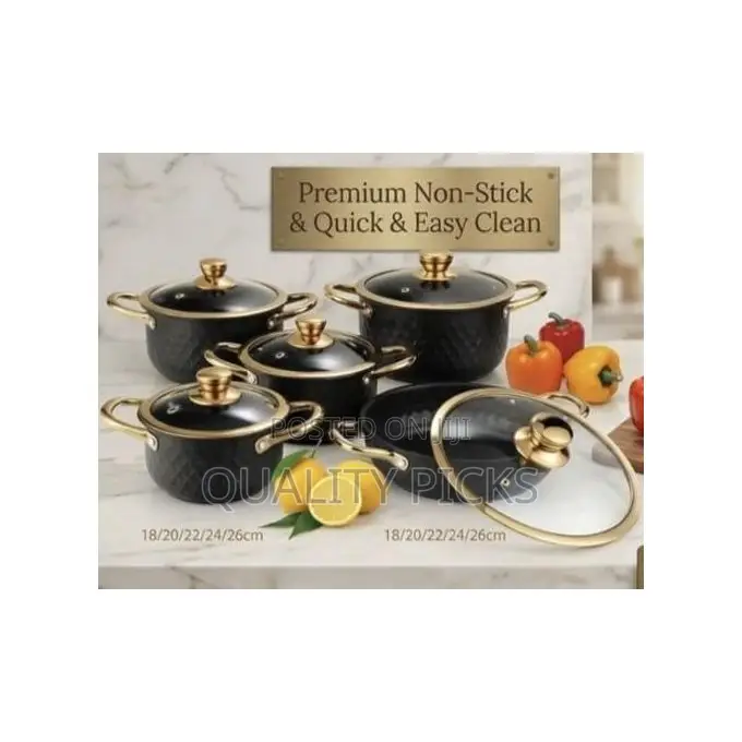 10 PC Honey Comb Non-Stick Aluminium Saucepans Cookware
