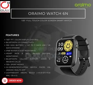 Oraimo Watch 6N Bluetooth Calling Smartwatch, Sports and Health