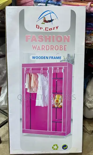 Cloth Two Column Wooden Closet Pink