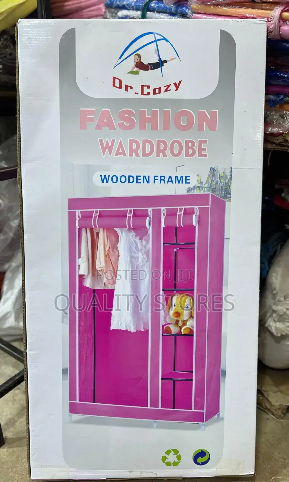 Cloth Two Column Wooden Closet Pink