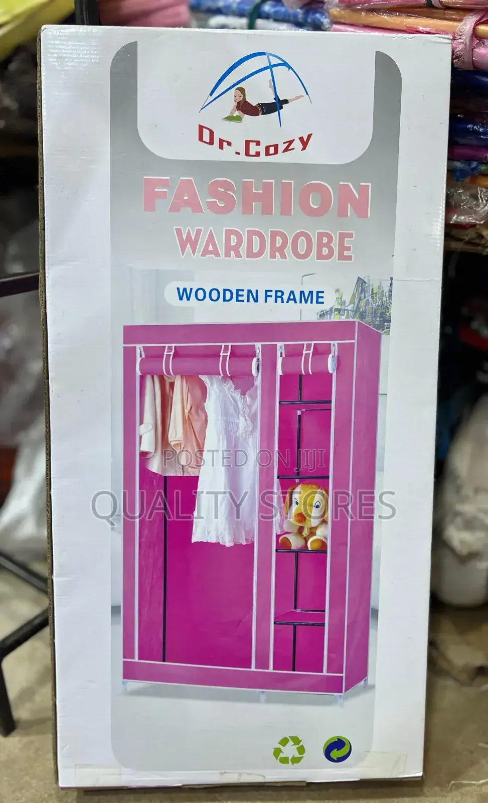 Cloth Two Column Wooden Closet Pink