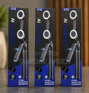 C12 AI Tracking Selfie Stick Tripod 1.8m Foldable With Ring Light