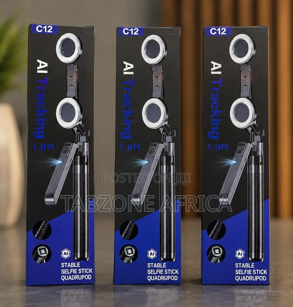 C12 AI Tracking Selfie Stick Tripod 1.8m Foldable With Ring Light