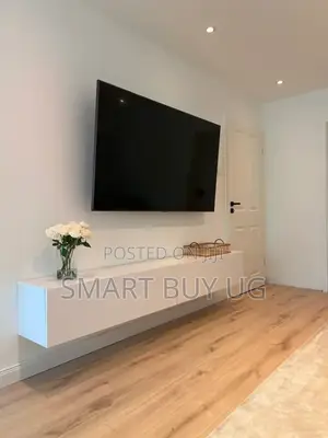 TV Stand Wood + White Doors | Low TV Table Free Delivery