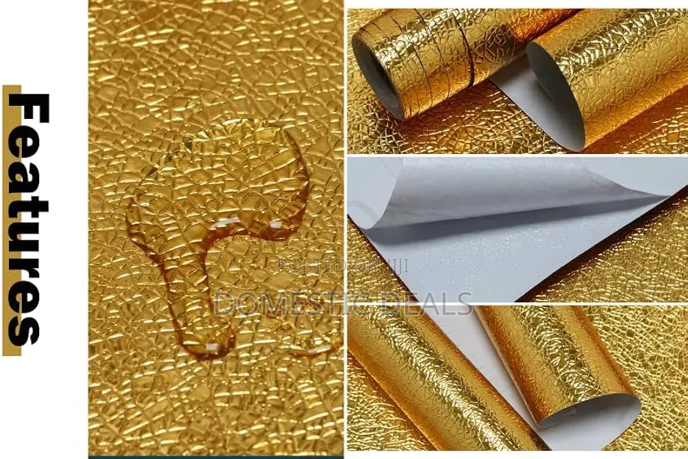 Oil Proof Kitchen Self-Adhesive Gold Foil Contact Paper