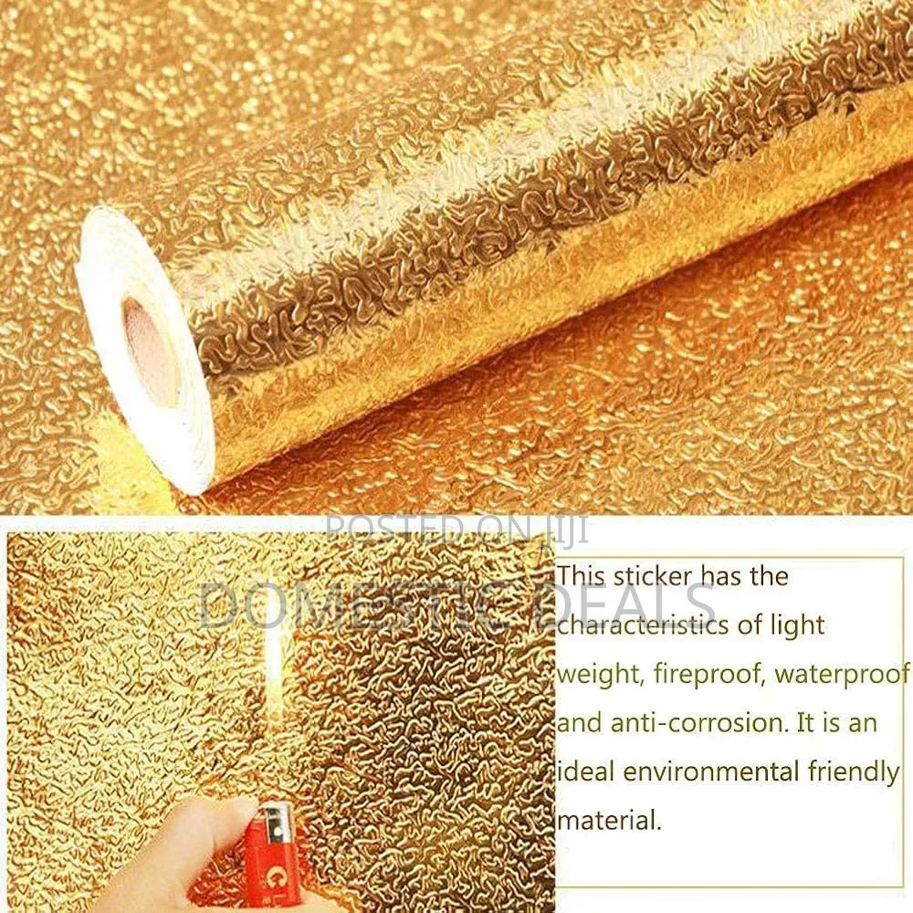 Oil Proof Kitchen Self-Adhesive Gold Foil Contact Paper