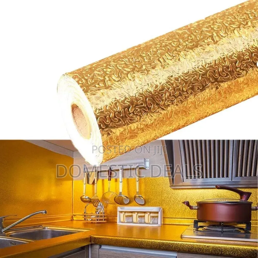Oil Proof Kitchen Self-Adhesive Gold Foil Contact Paper